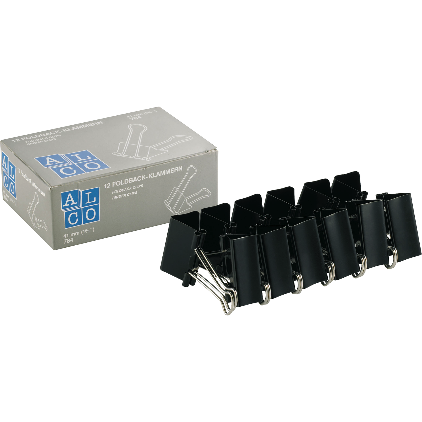Foldback-Klammer Alco 12 Stück schwarz