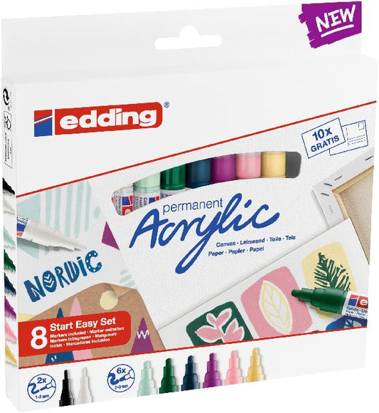 Acrylmarker Edding 4-SES8N 8 Farben Starter Set nordic