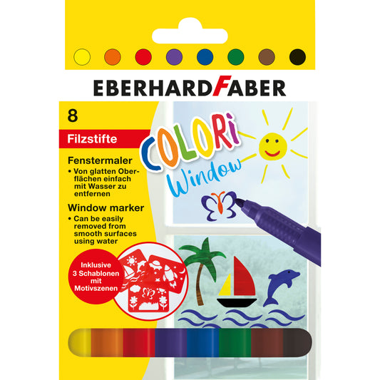 Window-Marker E. Faber COLORI 8 Stück inkl. 3 Schablonen