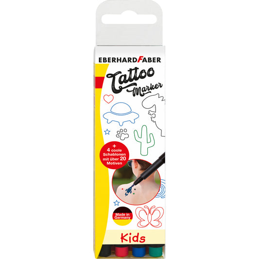 Tattoostift E. Faber Kids 4 Stück farbig sortiert inkl. 4 Schablonen