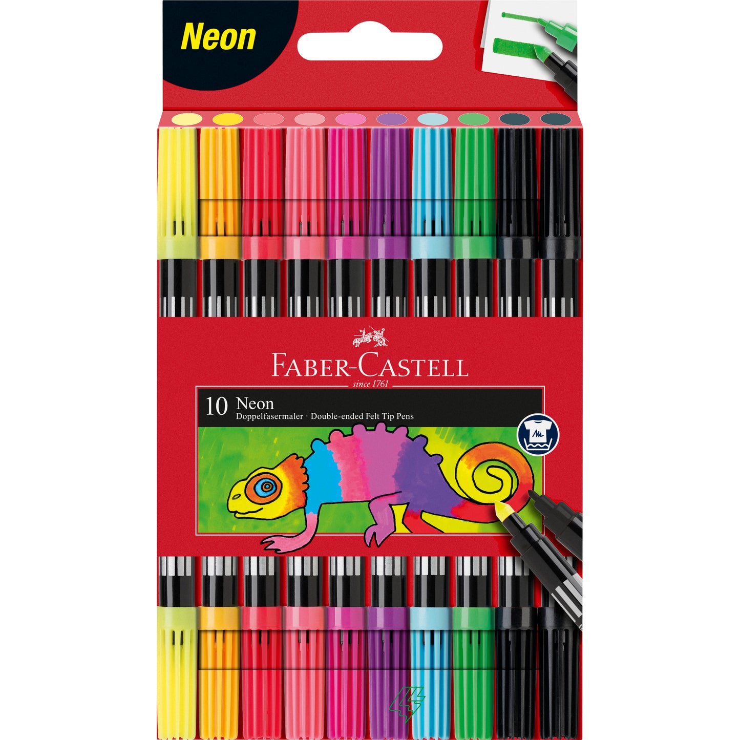 Doppelfasermaler Faber Castell 10 Stück im Kartonetui neon