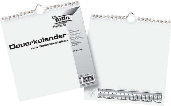 Bastelkalender Folia 13Bl mit Spiralbindung weiß