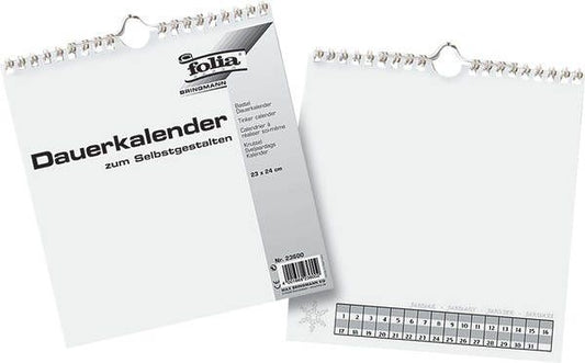Bastelkalender Folia 13Bl mit Spiralbindung weiß