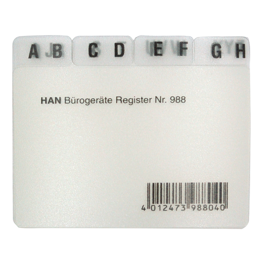 Leitkarten-Register HAN Polypropylen DIN A8 A-Z transparent