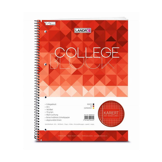 Collegeblock Landré 70g 80Bl A5+ kariert Innenrand