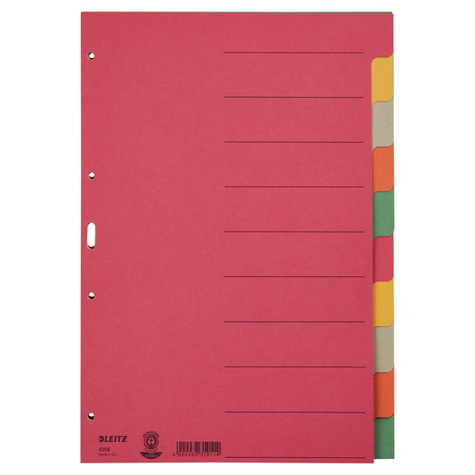 Blanko-Register Leitz Karton DIN A4 mehrfarbig 10-tlg.