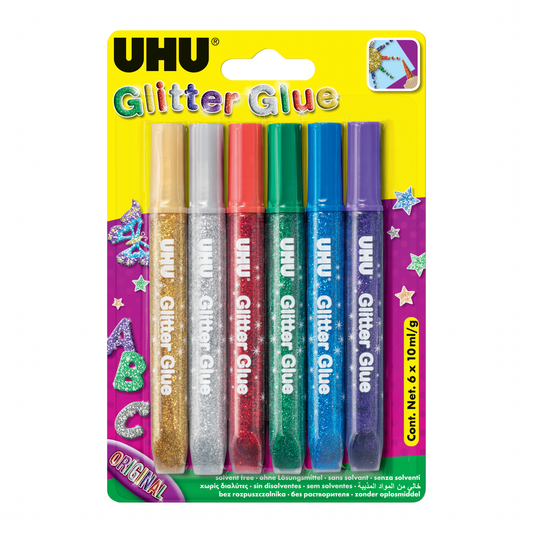 Glitter Glue UHU 6 x 10 ml